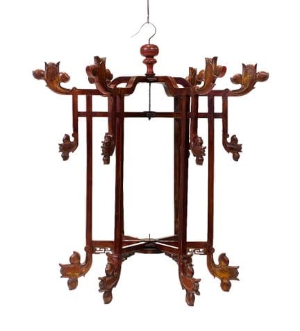 Cadre de lanterne pliante chinois en bois sculpté 