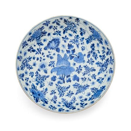 Piatto da portata cinese “floreale” in blu e bianc
