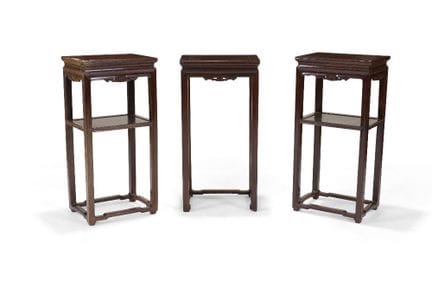 Trois porte-encens chinois similaires en hongmu

F