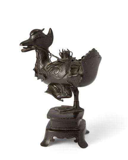 Brûleur d'encens chinois en bronze en forme de « c