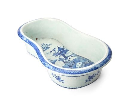 Bidet cinese blu e bianco destinato all’esportazio