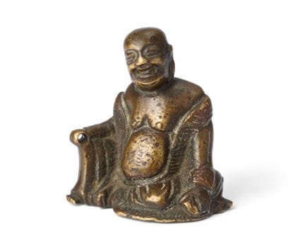 Petit poids à rouleau chinois en bronze représenta