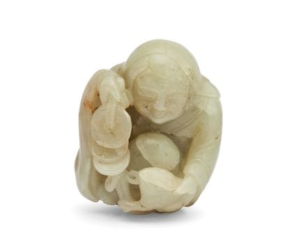 Sculpture chinoise en jade vert représentant Liu H