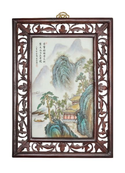 Plaque "paysage" en porcelaine de Chine de la fami