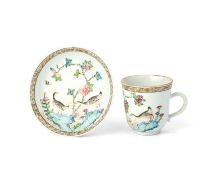 Tazza da caffè con piattino in stile “aironi” in s