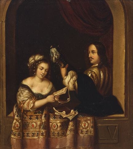 据卡斯帕·内切尔（Caspar Netscher）原作，
荷兰，1639-1684-

一位鲁特琴演
