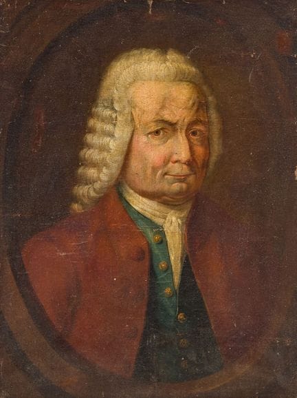英国画派，
18世纪后期—

一幅男性半身像，画于仿椭圆形画框内；

油画布裱于木板上，背面附有标签