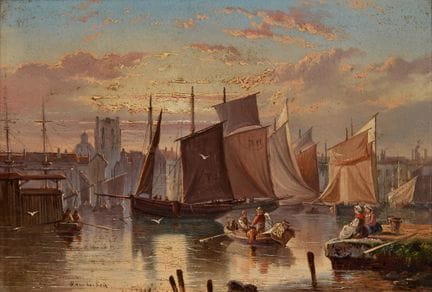 Simon van der Leij,
Dutch fl.1820-1860-

Moored sh