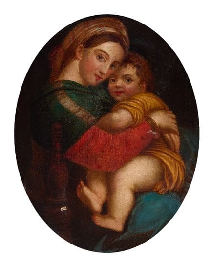 据乌尔比诺的拉斐尔·桑齐奥（Raphaello Sanzio da Urbino）所作，通称拉斐尔，