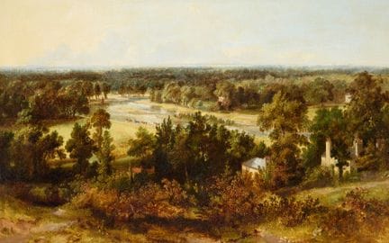 据传为托马斯·克里斯托弗·霍夫兰所作，
英国，1777-1843-

《从里士满山眺望的景色》；

