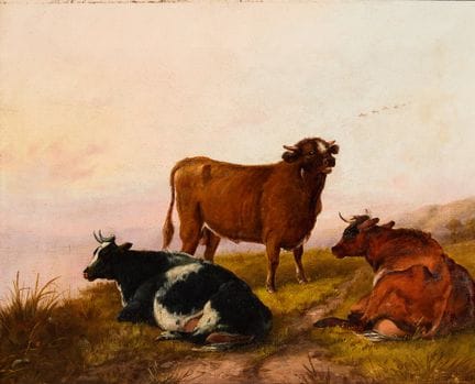 托马斯·西德尼·库珀（皇家艺术学院院士）的追随者，
英国，1803-1902-

《风景中的牛群》；
