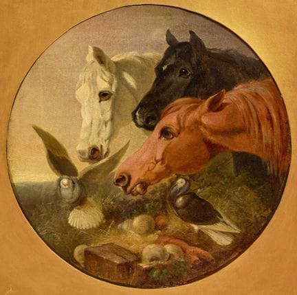 约翰·弗雷德里克·赫林（老）的社交圈，
英国，1795-1865-

农场里的朋友们；

布面油画，