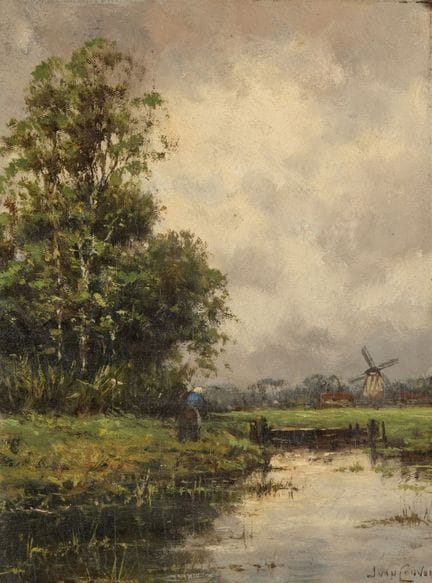 小赫尔马努斯·科克库克，又名扬·范·库弗，
荷兰人，1836-1909-

《布卢门达尔风景中的人物