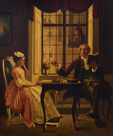 据埃弗特·扬·博克斯（Evert Jan Boks）所作，
荷兰，1838-1914-

《分心》；