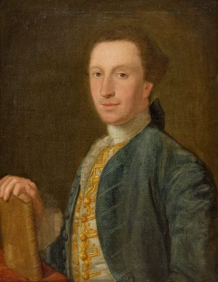 弗朗索瓦-于贝尔·德鲁瓦圈，
法国，1727-1775-

一位绅士的半身像，手中持有一本《法精神》