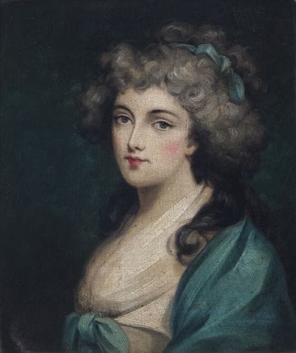英国画家马修·威廉·彼得斯牧师（皇家艺术学院院士）的追随者，
1742-1814-

劳宗夫人半身像