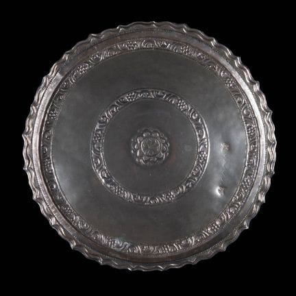 A circular silver plated tray,
Ottoman empire, 19t