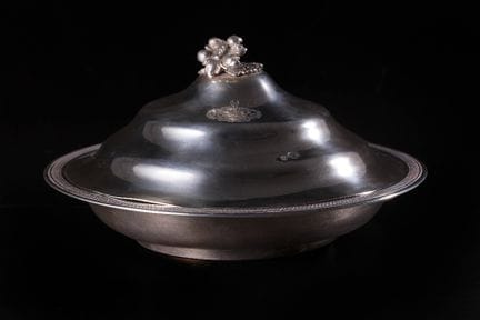 A silver lidded dish (sahan),
Ottoman Turkey, Peri