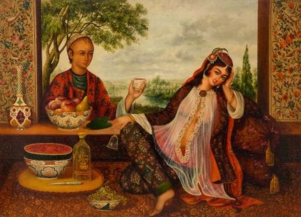Un eunuco e una principessa Haramsara, in stile ne