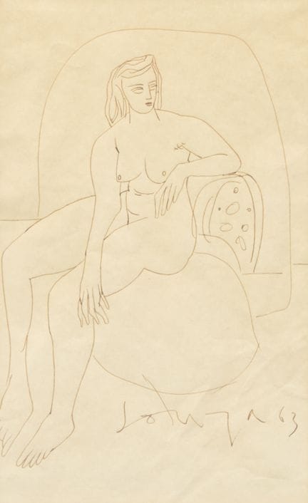 F.N. Souza (indiano, 1924-2002),
Nudo seduto, 1963