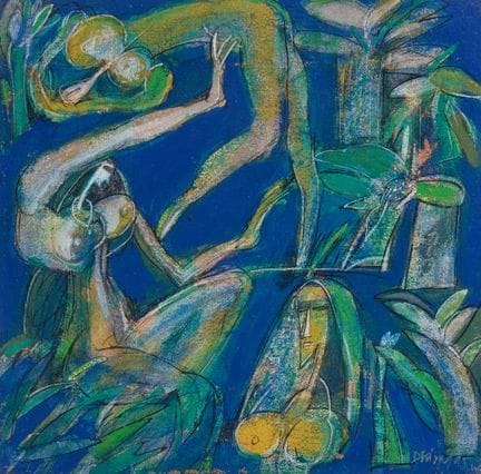 迪拉杰·乔杜里，印度（1936-2018），
《无题》，1995年；

木板油画，右下角签名并注明创