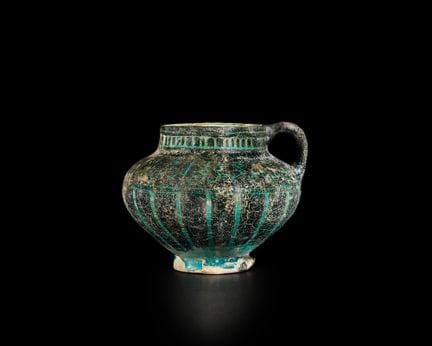 Versatoio globulare in ceramica invetriata nera e 