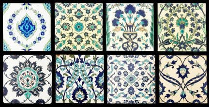 Otto piastrelle quadrate in ceramica,
Minton, Ingh