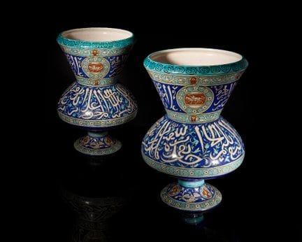 Due lampade da moschea in ceramica,
Theodore Deck,