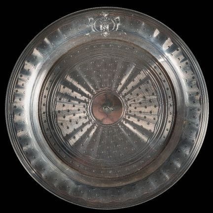 An Ottoman silver dish in the “Aznavour” style,
Tu