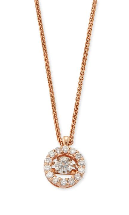 Collier avec pendentif en or rose 18 carats serti 