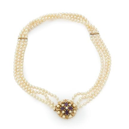 Collier ras-du-cou en perles de culture, composé d