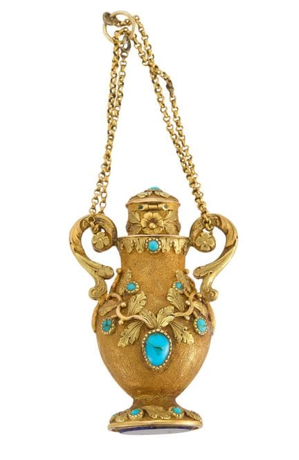 Pendentif-flacon à parfum en or de l'époque Régenc