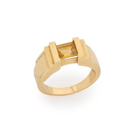 Bague à pierre unique en citrine, sertie d'une cit