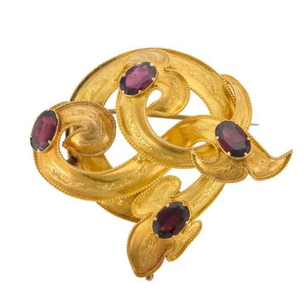Broche/pendentif victorien en or et grenats, de fo