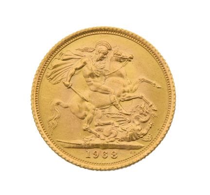 Une pièce d'or « sovereign » à l'effigie d'Élisabe