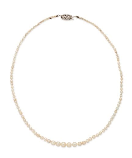 Collier à rang unique de perles naturelles de tail
