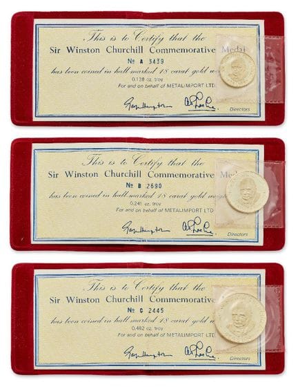 Trois médailles commémoratives de Sir Winston Chur