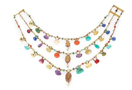 Collier anglo-indien à trois rangs, orné d’une fra