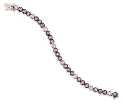 Bracelet à rangées de diamants et de saphirs roses