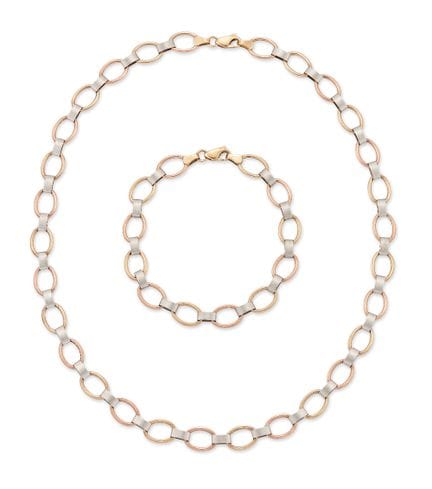 Bracelet et collier en or 9 carats, composés de ma
