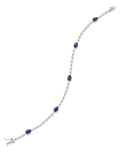 Bracelet en or blanc 9 carats, orné de saphirs et 