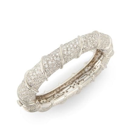 Bracelet ovale à charnières serti de diamants, ave