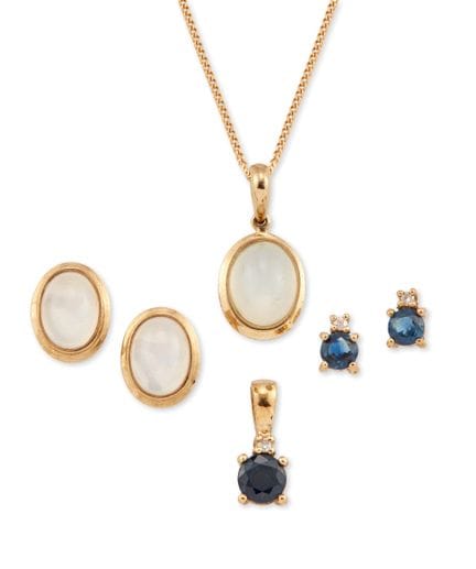 Ensemble de bijoux en or 9 carats, comprenant : un