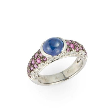 Bague en saphir, saphir rose et diamant, composée 