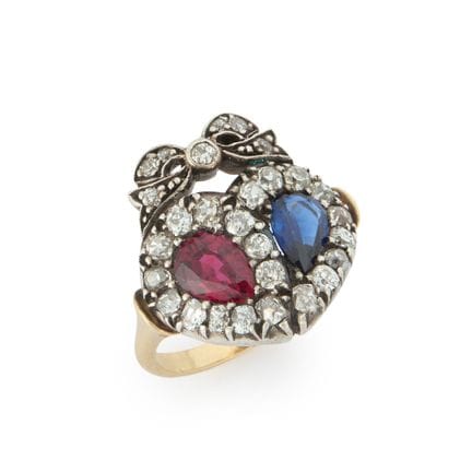 Bague du XIXe siècle en rubis, saphir et diamants,