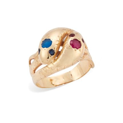 Bague en forme de serpents entrecroisés, composée 