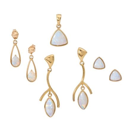 Ensemble de bijoux en or 9 carats et opale, compre