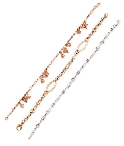 Trois bracelets en or 9 carats, comprenant : un br
