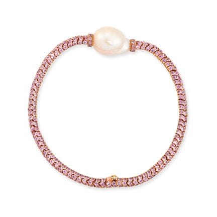 Bracelet en saphir rose et perle de culture d'eau 