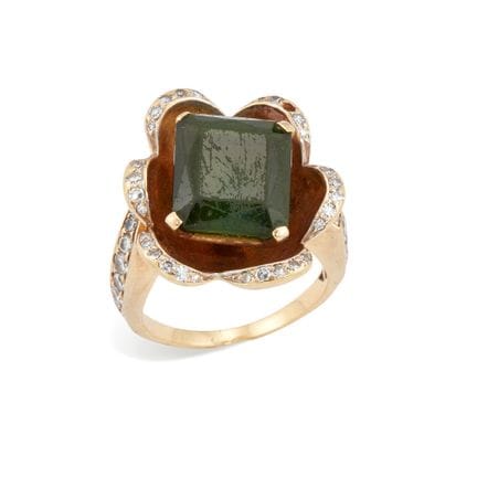 Bague en tourmaline et diamants, composée d'une to